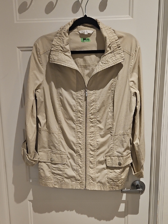 cleo Jackets & Blazers - cleo Beige Utility Jacket with Zip Front